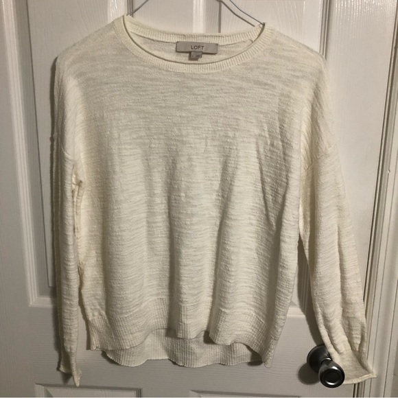 Loft sweater women’s small off white ivory pullover classic - Picture 1 of 9